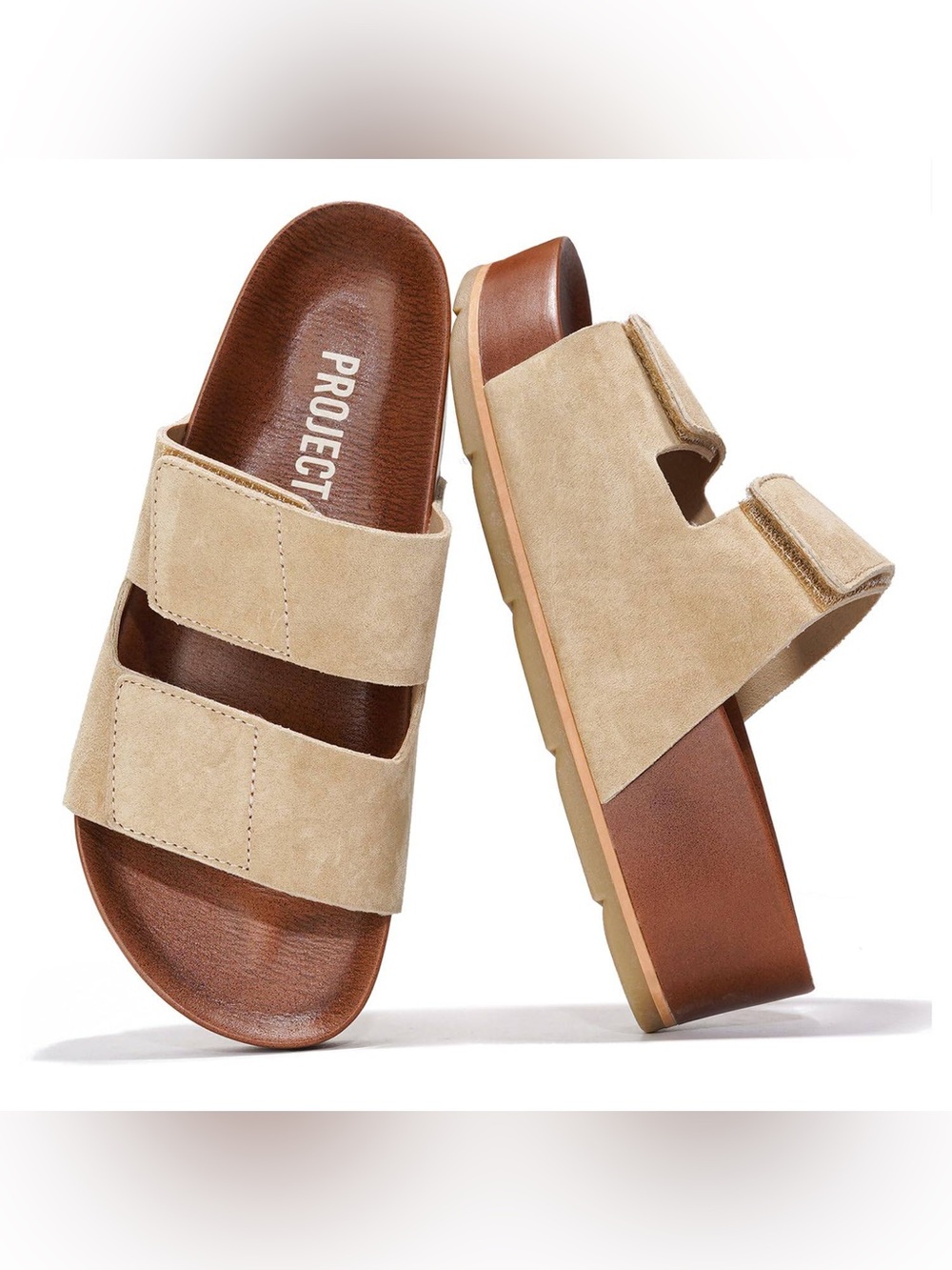 Y/Project Beige Suede Double-Strap Platform Sandal